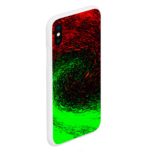 Чехол iPhone XS Max матовый КРАСНАЯ И ЗЕЛЕНАЯ КРАСКА / 3D-Белый – фото 2