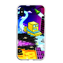 Чехол iPhone XS Max матовый Geometry Dash: Art, цвет: 3D-белый