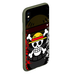 Чехол iPhone XS Max матовый ONE PIECE ВАН ПИС ЧЕРЕП, цвет: 3D-темно-зеленый — фото 2