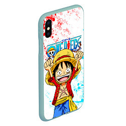 Чехол iPhone XS Max матовый ONE PIECE ВАН ПИС GLITCH, цвет: 3D-мятный — фото 2