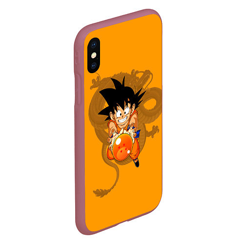 Чехол iPhone XS Max матовый Kid Goku / 3D-Малиновый – фото 2