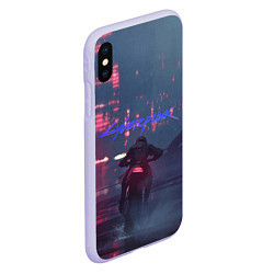 Чехол iPhone XS Max матовый Cyberpunk Futurism, цвет: 3D-светло-сиреневый — фото 2