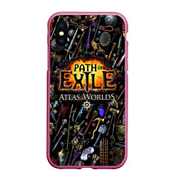 Чехол iPhone XS Max матовый Path of Exile, цвет: 3D-малиновый