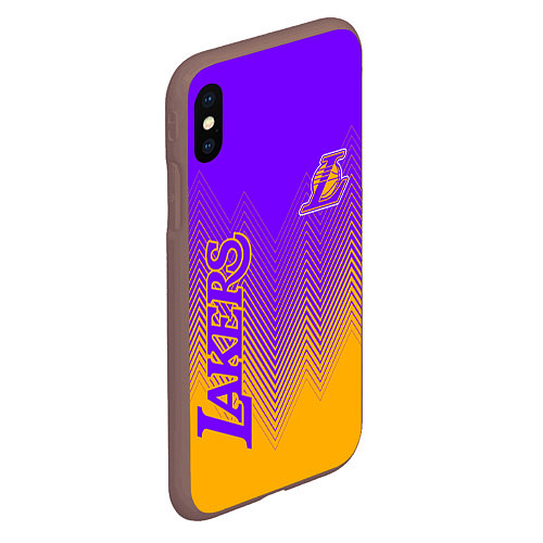 Чехол iPhone XS Max матовый LOS ANGELES LAKERS ЛЕЙКЕРС / 3D-Коричневый – фото 2