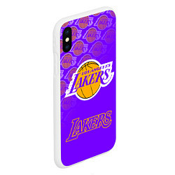 Чехол iPhone XS Max матовый LOS ANGELES LAKERS ЛЕЙКЕРС, цвет: 3D-белый — фото 2