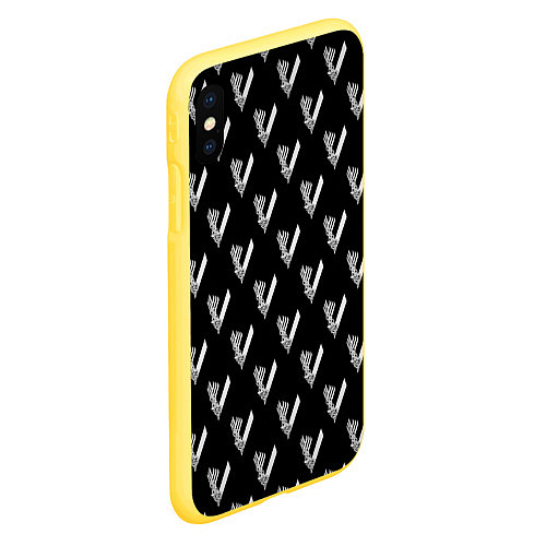 Чехол iPhone XS Max матовый Викинги Лого Паттерн Vikings Pattern Z / 3D-Желтый – фото 2