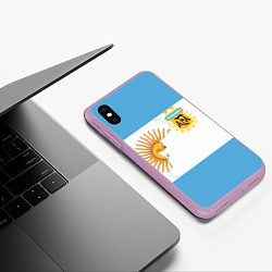 Чехол iPhone XS Max матовый Сборная Аргентины, цвет: 3D-сиреневый — фото 2