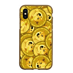 Чехол iPhone XS Max матовый DOGECOIN DOGE ДОГИКОИН, цвет: 3D-коричневый