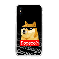 Чехол iPhone XS Max матовый DOGECOIN DOGE ДОГИКОИН, цвет: 3D-белый