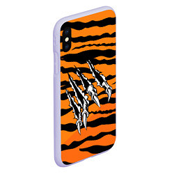 Чехол iPhone XS Max матовый След от когтей тигра, цвет: 3D-светло-сиреневый — фото 2