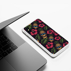 Чехол iPhone XS Max матовый Ананасовый череп, цвет: 3D-белый — фото 2