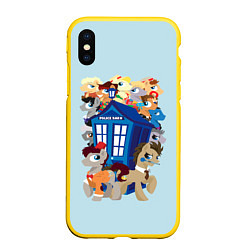 Чехол iPhone XS Max матовый My little pony x Doctor Who, цвет: 3D-желтый