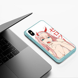 Чехол iPhone XS Max матовый Darling in the Franxx Zero Two, цвет: 3D-мятный — фото 2