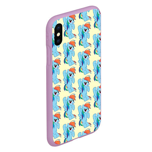 Чехол iPhone XS Max матовый Rainbow Dash / 3D-Сиреневый – фото 2