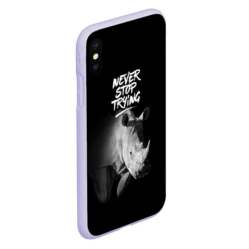 Чехол iPhone XS Max матовый Nnever stop trying / 3D-Светло-сиреневый – фото 2