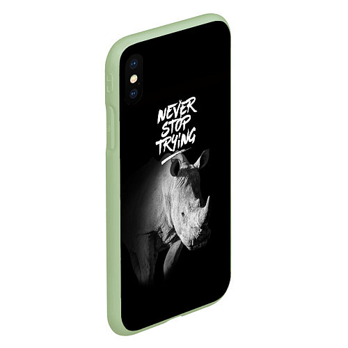 Чехол iPhone XS Max матовый Nnever stop trying / 3D-Салатовый – фото 2