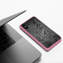 Чехол iPhone XS Max матовый Египетские Иероглифы 3D, цвет: 3D-малиновый — фото 2