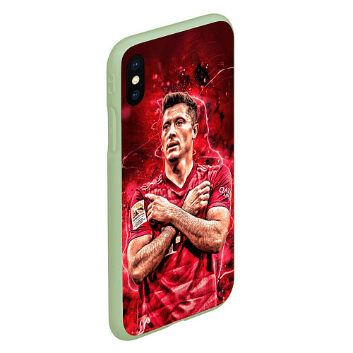 Чехол iPhone XS Max матовый Левандовски Lewandowski 9 / 3D-Салатовый – фото 2