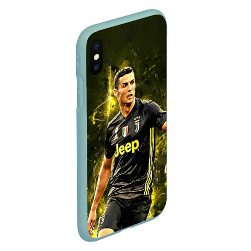 Чехол iPhone XS Max матовый Cristiano Ronaldo Juventus / 3D-Мятный – фото 2