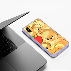 Чехол iPhone XS Max матовый Applejack pattern, цвет: 3D-светло-сиреневый — фото 2