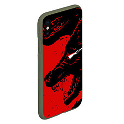 Чехол iPhone XS Max матовый Красный волк 3D, цвет: 3D-темно-зеленый — фото 2