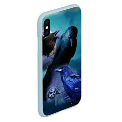 Чехол iPhone XS Max матовый Мистические вороны Crows, цвет: 3D-голубой — фото 2
