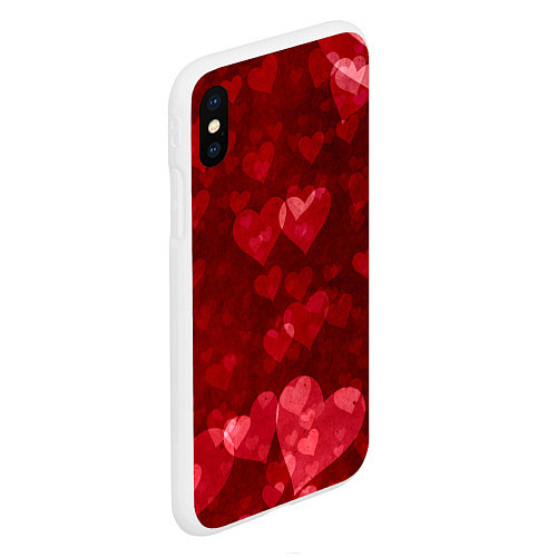 Чехол iPhone XS Max матовый СЕРДЕЧКИ HEARTS Z / 3D-Белый – фото 2