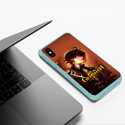 Чехол iPhone XS Max матовый GENSHIN IMPACT ZHONGLI, цвет: 3D-мятный — фото 2