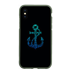 Чехол iPhone XS Max матовый Navy Anchor