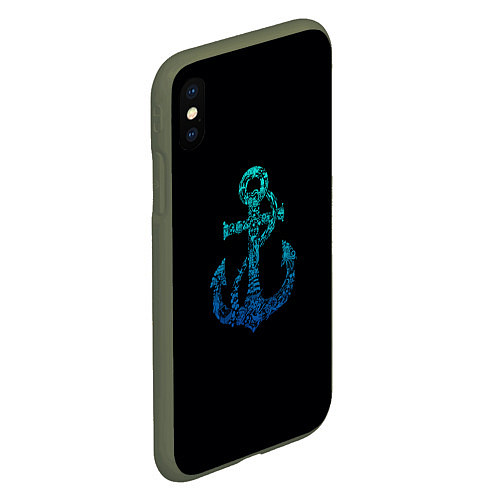 Чехол iPhone XS Max матовый Navy Anchor / 3D-Темно-зеленый – фото 2