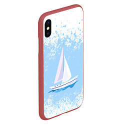 Чехол iPhone XS Max матовый ОДИНОКАЯ ЛОДКА SAILBOAT Z, цвет: 3D-красный — фото 2