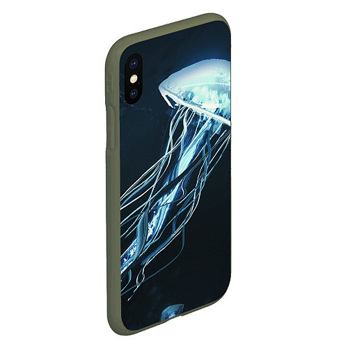 Чехол iPhone XS Max матовый Рисунок медуза / 3D-Темно-зеленый – фото 2