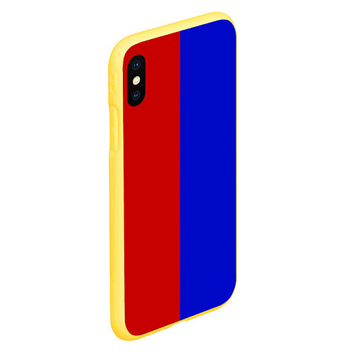 Чехол iPhone XS Max матовый Красно-синий / 3D-Желтый – фото 2