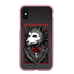 Чехол iPhone XS Max матовый Psycho beast, цвет: 3D-розовый