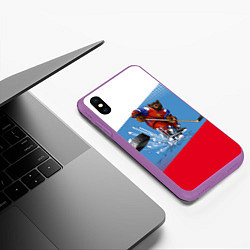 Чехол iPhone XS Max матовый Русский хоккей, цвет: 3D-фиолетовый — фото 2