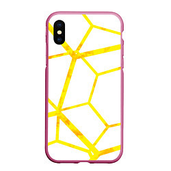 Чехол iPhone XS Max матовый Hexagon, цвет: 3D-малиновый