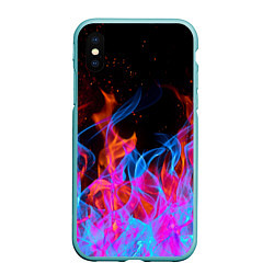 Чехол iPhone XS Max матовый ТРИ ОГНЯ FIRE СИНИЙ ОГОНЬ, цвет: 3D-мятный