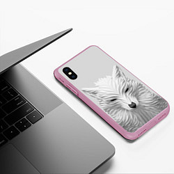 Чехол iPhone XS Max матовый БЕЛЫЙ ВОЛК, цвет: 3D-розовый — фото 2