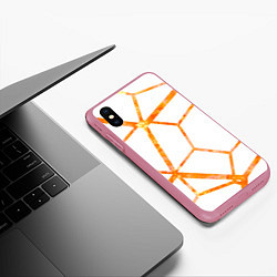 Чехол iPhone XS Max матовый Hexagon, цвет: 3D-малиновый — фото 2