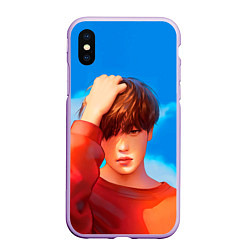 Чехол iPhone XS Max матовый Park Jimin Art, цвет: 3D-сиреневый