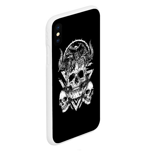 Чехол iPhone XS Max матовый Черепа и Вороны Skulls Raven / 3D-Белый – фото 2