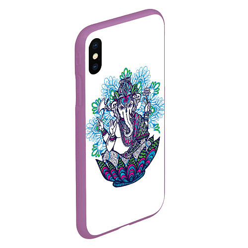 Чехол iPhone XS Max матовый Будда слон / 3D-Фиолетовый – фото 2