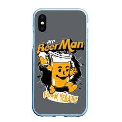 Чехол iPhone XS Max матовый BEER MAN, цвет: 3D-голубой