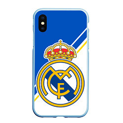 Чехол iPhone XS Max матовый REAL MADRID РЕАЛ МАДРИД, цвет: 3D-голубой