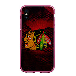 Чехол iPhone XS Max матовый CHICAGO NHL, цвет: 3D-малиновый