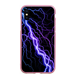 Чехол iPhone XS Max матовый НЕОНОВАЯ МОЛНИЯ ГРОЗА