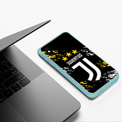 Чехол iPhone XS Max матовый JUVENTUS ЮВЕНТУС КРАСКА, цвет: 3D-мятный — фото 2