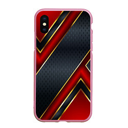Чехол iPhone XS Max матовый Black & Red 3D