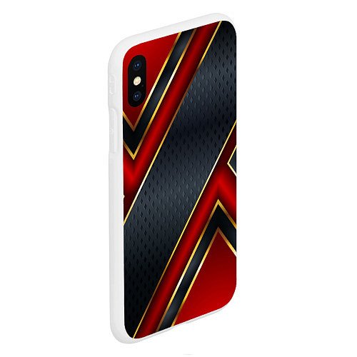 Чехол iPhone XS Max матовый Black & Red 3D / 3D-Белый – фото 2