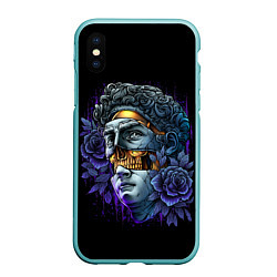 Чехол iPhone XS Max матовый David Skull, цвет: 3D-мятный